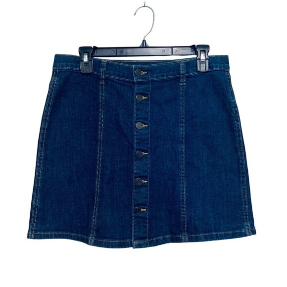 GAP Women’s Skirt Blue Jean Mini Dark Wash Sz 27” Boho Indie Sleaze Grunge Y2k - Picture 2 of 12